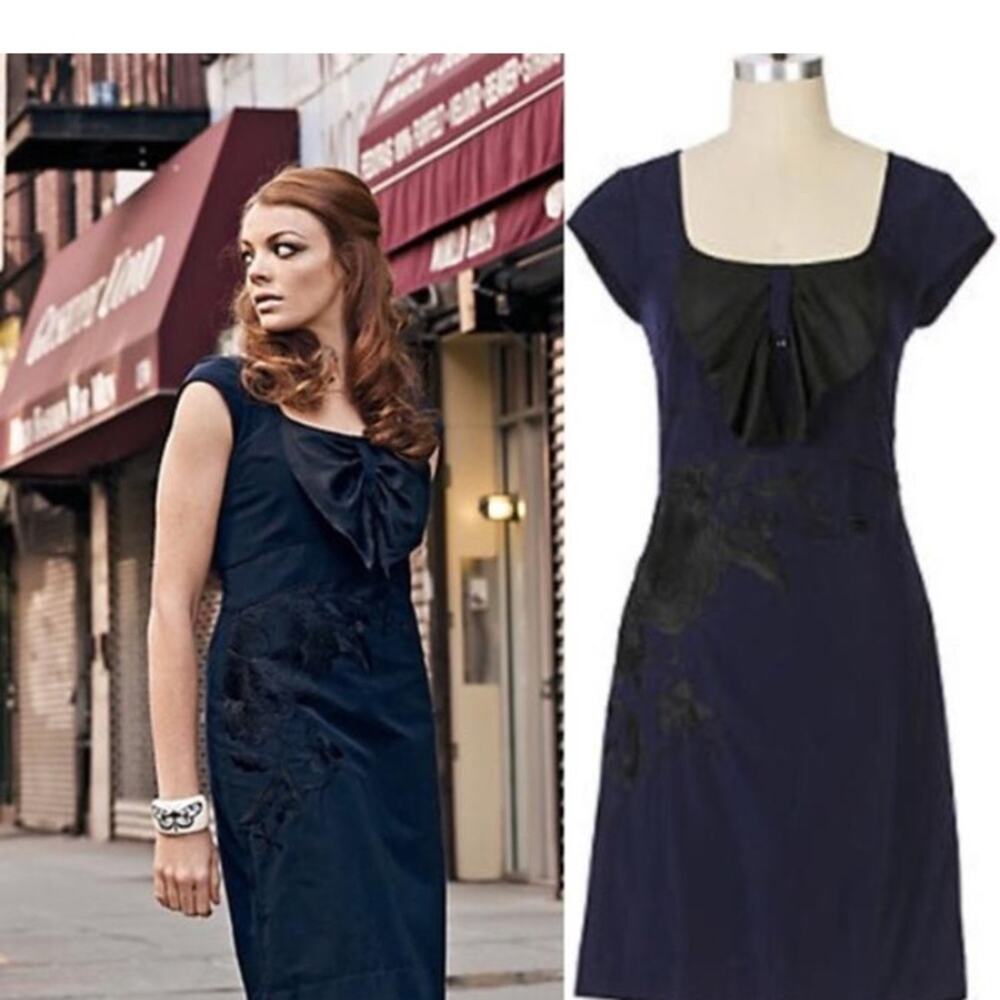 Anthropologie Floreat Navy Sheath Cocktail Dress